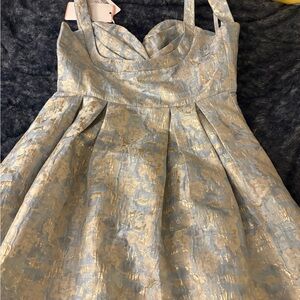 JJs House Blue and Gold Textured Dress